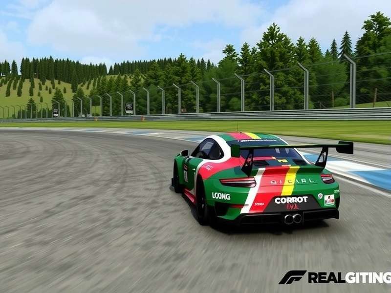 Porsche 911 GT3 R and Audi R8 LMS battling on the Nürburgring in Real Racing 3