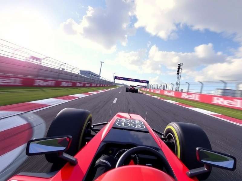Real Racing 3 F1 gameplay screenshot showing high-speed F1 cars on a track