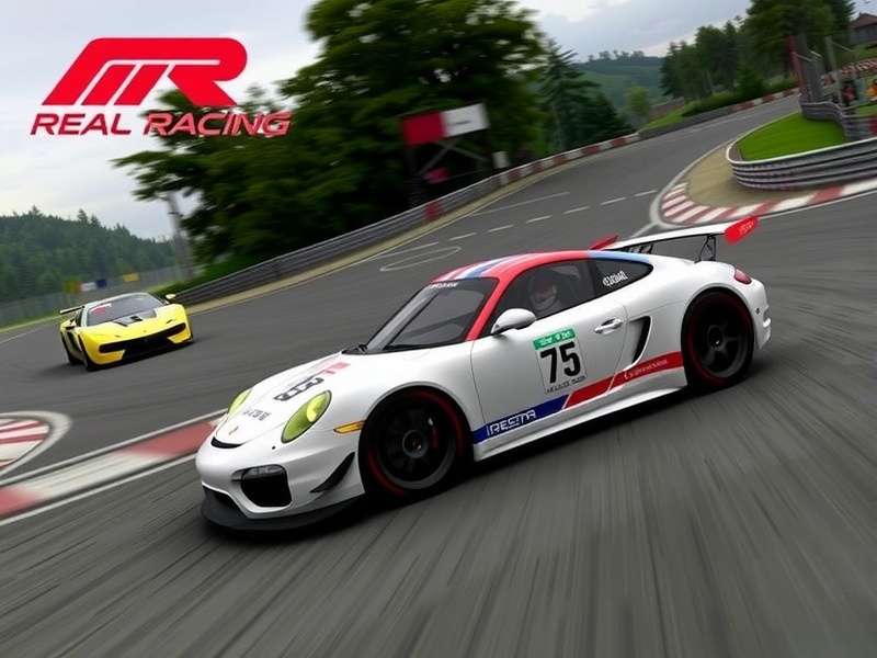 Real Racing 3 gameplay screenshot showing a high-speed race at sunset