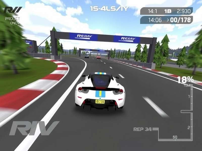 Real Racing 3 gameplay on mobile device showing a sports car on track