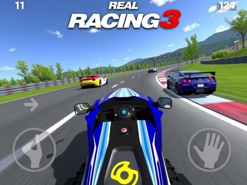 Real Racing 3 gameplay on Amazon Fire tablet showing a Formula 1 car on track